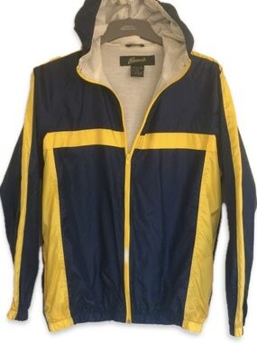 Penmans Boys Navy Yellow Thermal Rain Jacket Windbreaker L